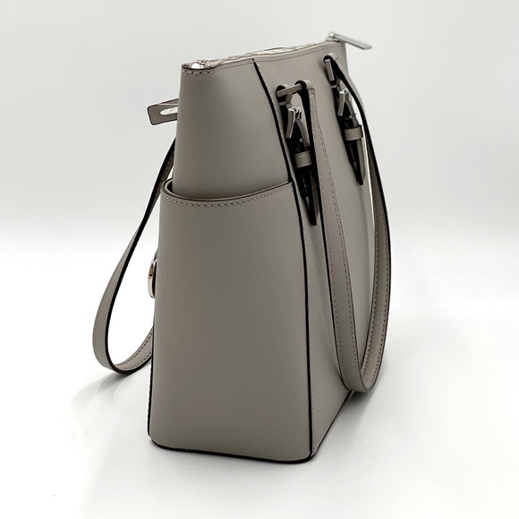 MICHAEL KORS CHARLOTTE LARGE TZ TOTE PEARL GREY - Picture 8 of 16